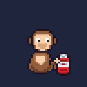 コーラを飲むドット絵のサル